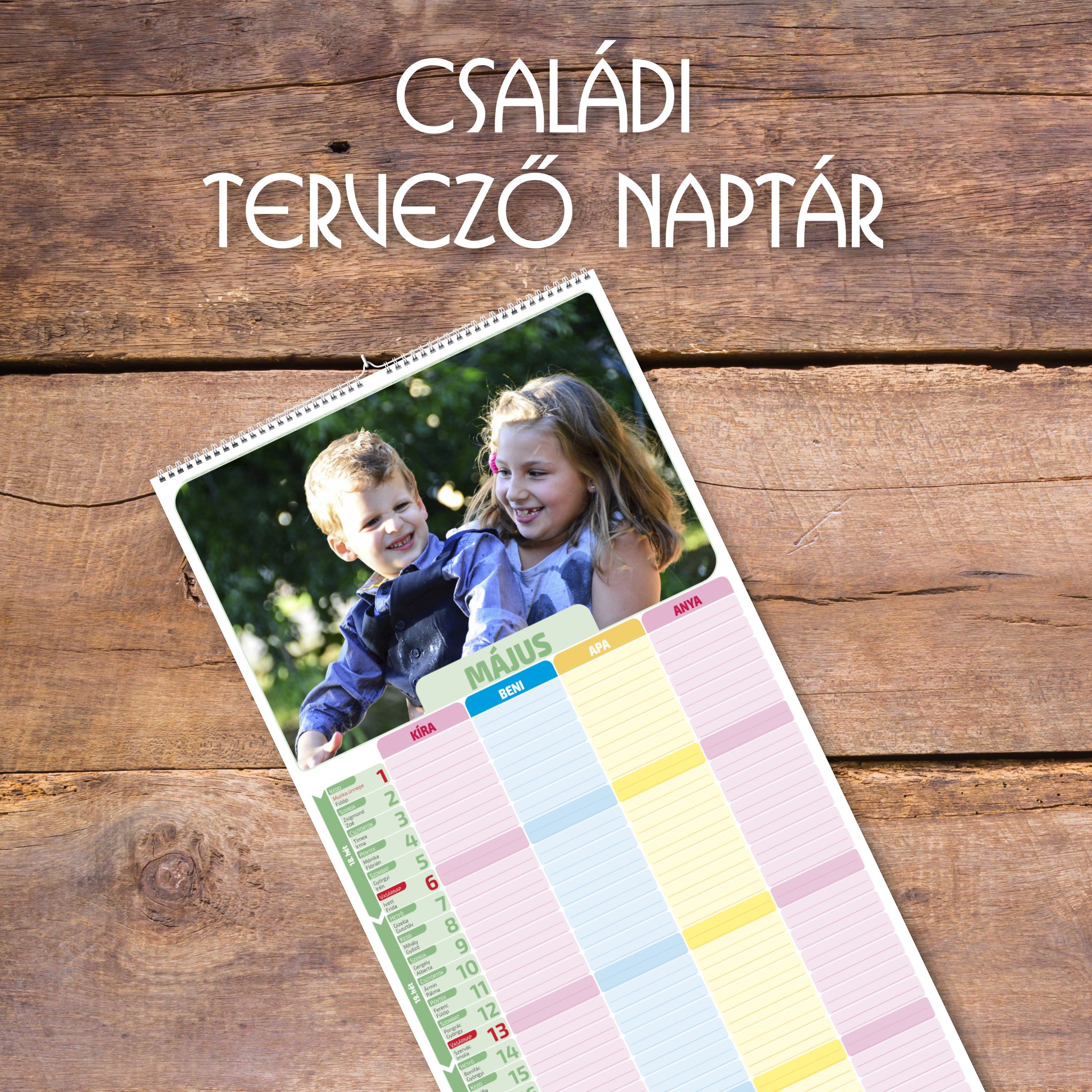 Családi tervező naptár (33×70 cm) A/4 falinaptárak